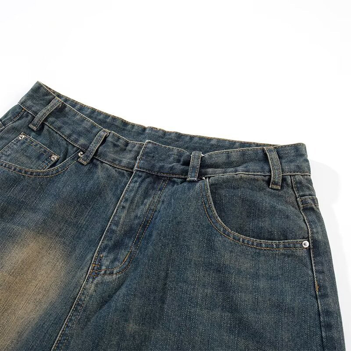 Vintage Wash Wide Leg Denim Shorts