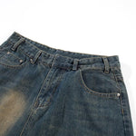 Vintage Wash Wide Leg Denim Shorts