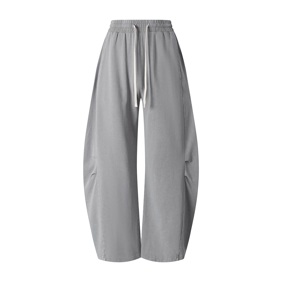 Vintage Washed Curved Panel Wide Drawstring Pants