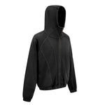 Vintage Washed Oversized Curved Stitch Zip Hoodie