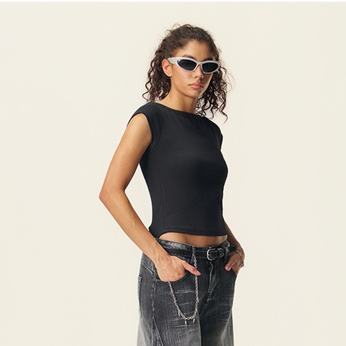 Solid Slim Fit Cropped Hot Girl Tee