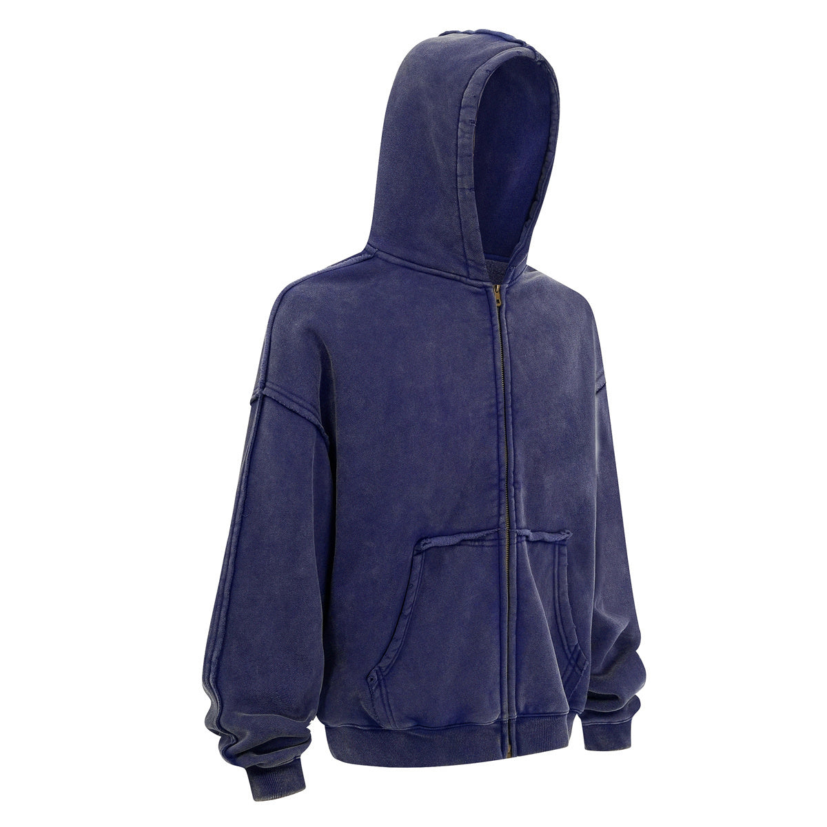 Oversized Vintage Washed Zip Up French Terry Hoodie