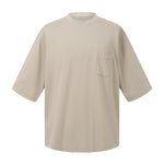 Washed Raw-Edge Pocket Clean Fit Crew Neck Tee