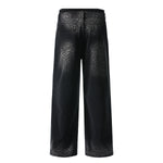 Black Wash Leopard-Print Wide-Leg Jeans