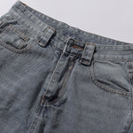 Panel Stitching Detail Light Wash Denim Shorts