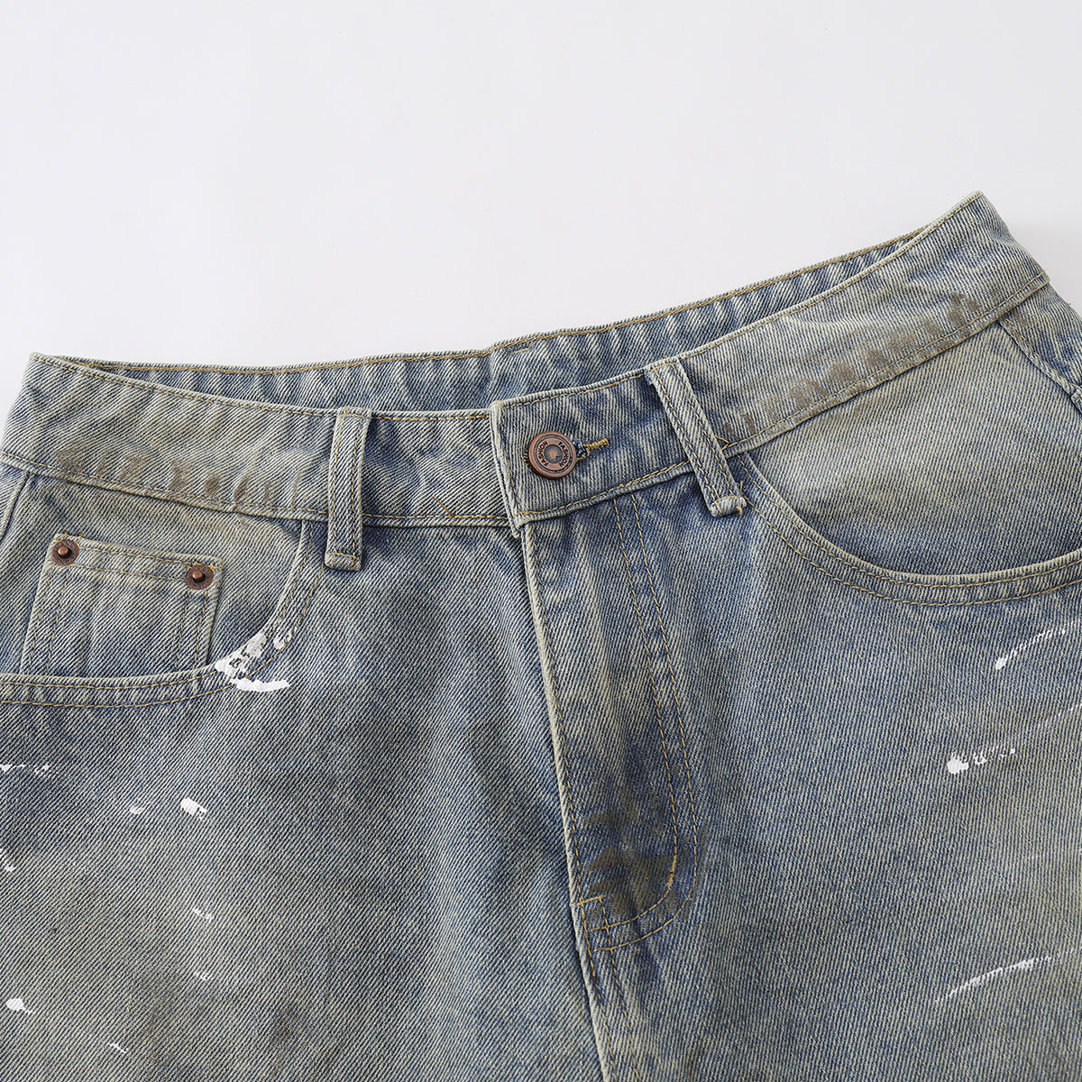 Ink Splash Vintage Wash Bermuda Shorts