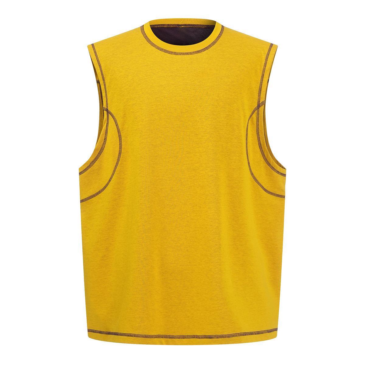 Contrast Stitching Sleeveless Crew Neck Casual Sport Tee