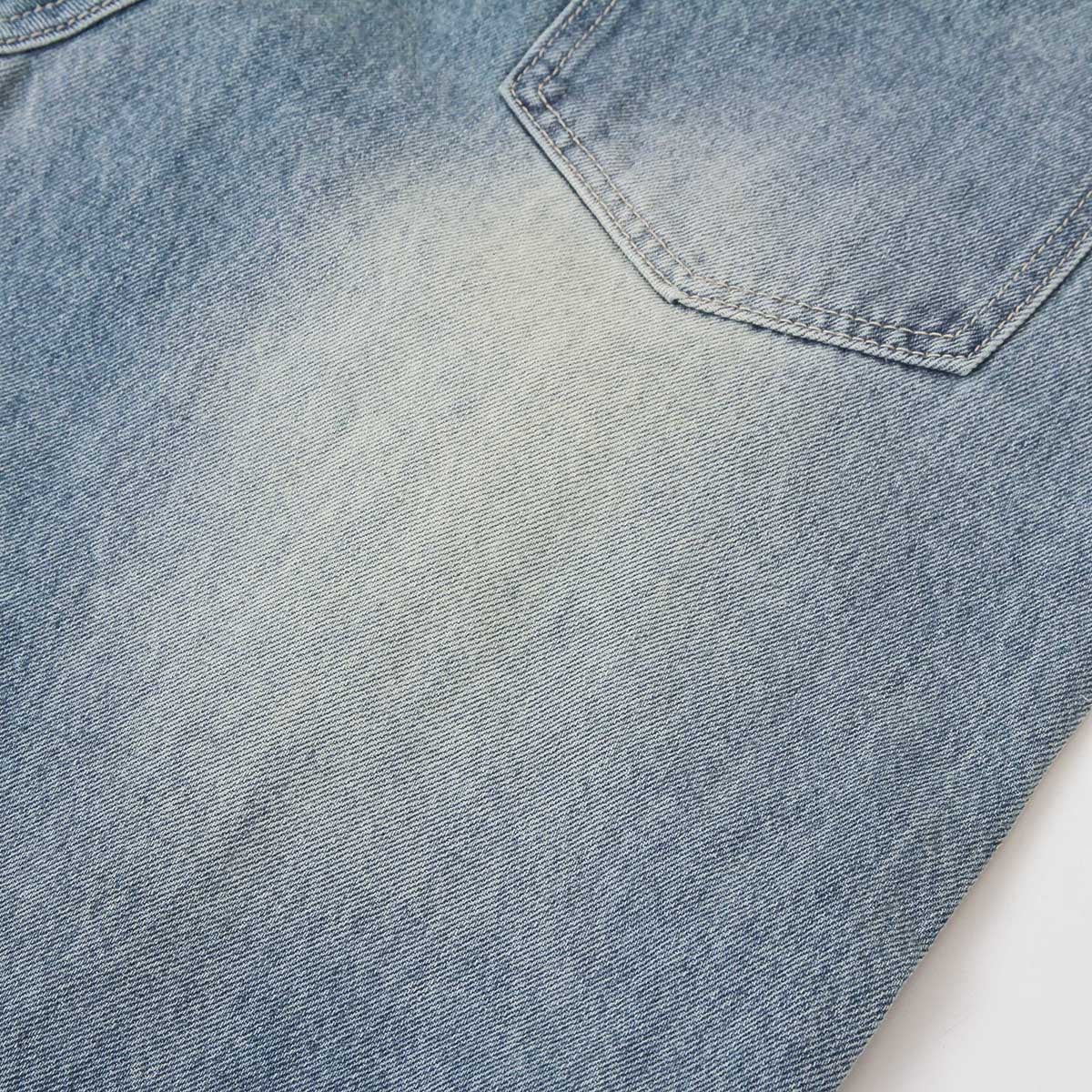 Wrinkled Light Wash Wide-Leg Jeans