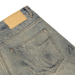 Faded Blue Vintage-Sanded Wide-Leg Jeans
