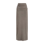 High Waist Ruched Knit Maxi Skirt