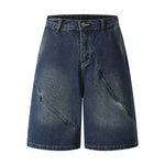 Elastic Waist Decorative Zip Bermuda Shorts