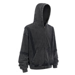 Distressed Vintage Wash Zip Up Hoodie