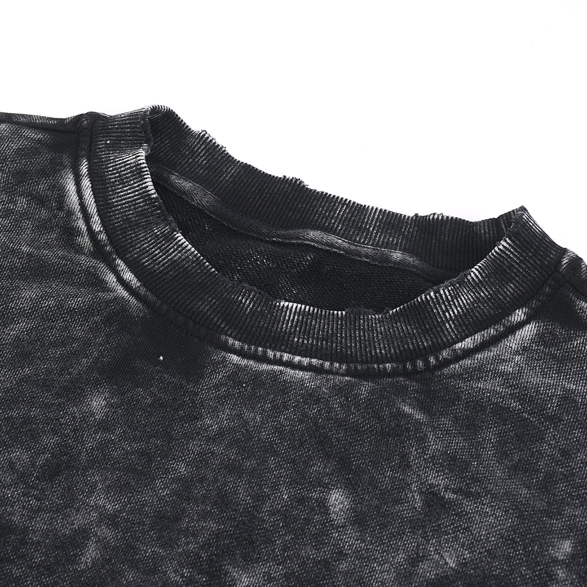 Stone-Washed Distressed Loose-Fit Sweatshirt