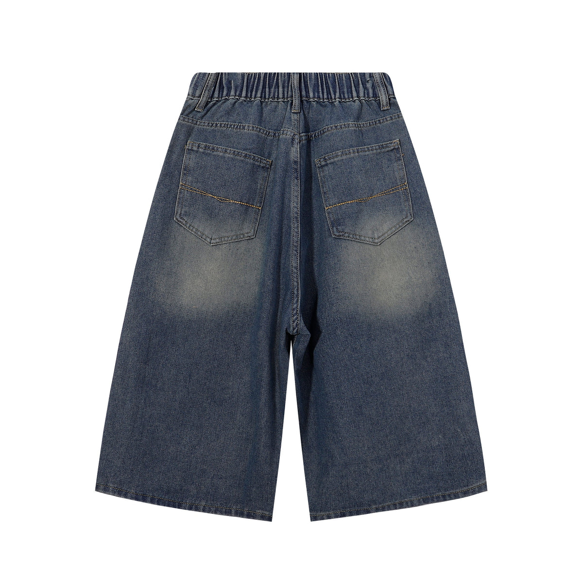 High Waist Wide Leg Ombre Denim Shorts