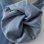 Loose Fit Embroidered Patch Distressed Jeans