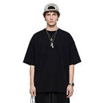 Oversized Minimal Tee Raw Edge Contrast Stitching