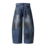 Retro Painted Barrel-Leg Denim Pants