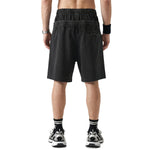 Double Waistband Snow Washed Distressed Shorts