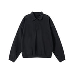 Relaxed Fit Solid Color Polo Neck Sweatshirt