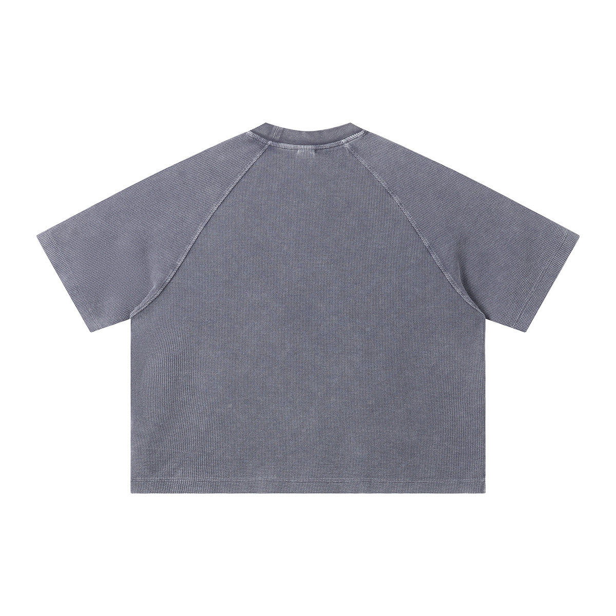 Boxy Waffle Washed Distressed Raglan Tee