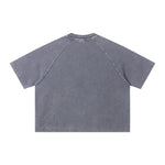 Boxy Waffle Washed Distressed Raglan Tee