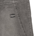 Smoky Gray Distressed Wide-Leg Jeans