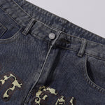 Leopard Star Patch Wide-Leg Denim Jeans