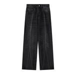 Wide Leg Pinstripe Detail Denim Jeans