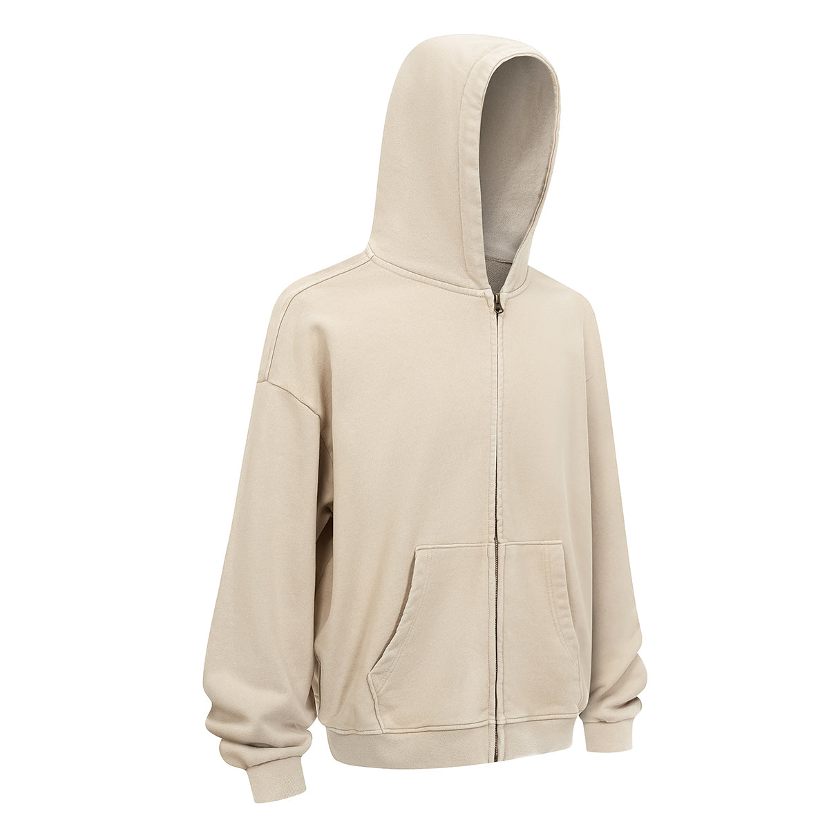 Double Yarn Vintage Washed Zippered Comfort Hoodie