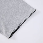 Oversized Minimal Tee Raw Edge Contrast Stitching