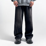 Wide Leg Pinstripe Detail Denim Jeans