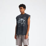 Streetwear Vintage Raw-Edge Graphic Tank Top