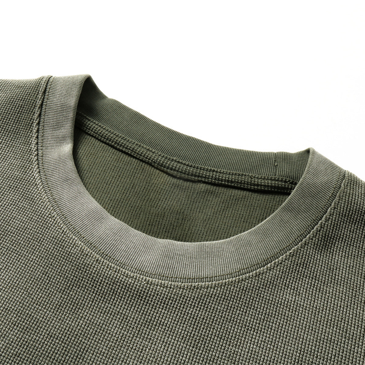 Waffle Knit Spray Dyed Distressed Raw Edge Tee