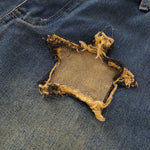 Contrast Raw-Edge Star Applique Bermuda Shorts