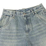 Classic Faded Blue Distressed Denim Pants