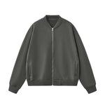 Solid Zip-Front Fleece Bomber Jacket