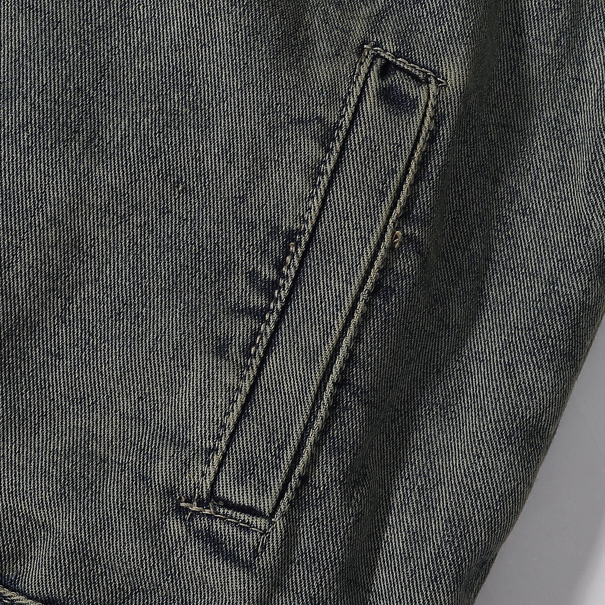 Bold Stitching Distressed Denim Jacket
