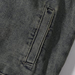 Bold Stitching Distressed Denim Jacket