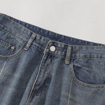 Wide Leg Pinstripe Detail Denim Jeans