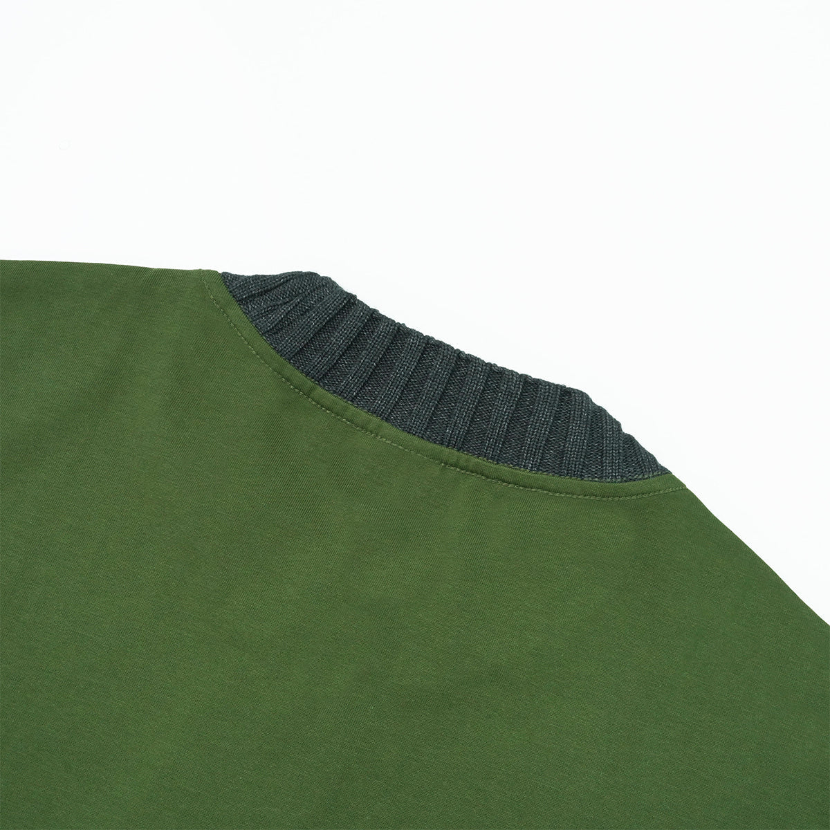 Oversized Color-Block Ribbed Collar Comfortable Tee