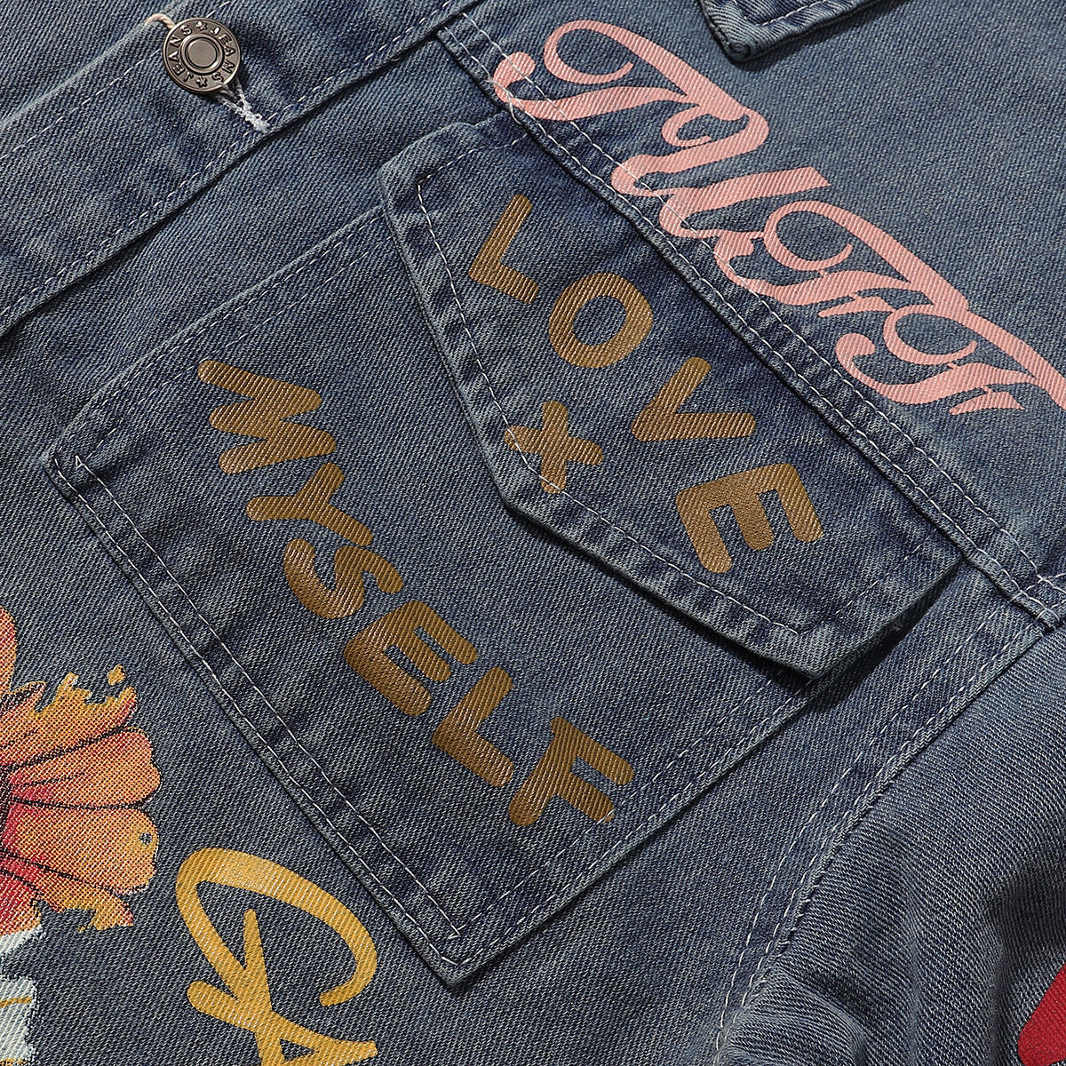 Floral-Printed Denim Trucker Jacket