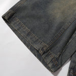 Knee Patch Design Vintage Washed Denim Shorts