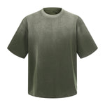 Waffle Knit Spray Dyed Distressed Raw Edge Tee