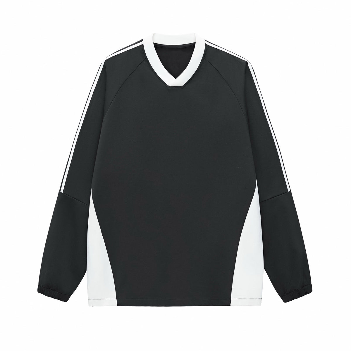 Contrast Stripes Two-Tone V-Neck Sweatshirt