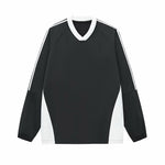 Contrast Stripes Two-Tone V-Neck Sweatshirt