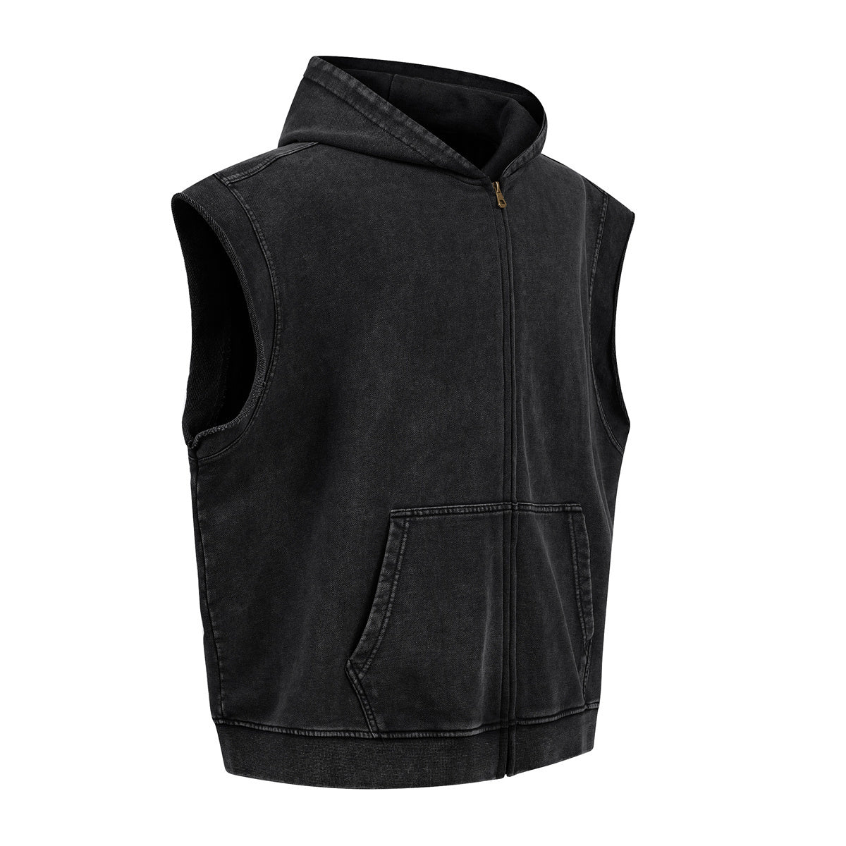 Sleeveless Zip Hoodie Casual Vest Hood Pockets Included