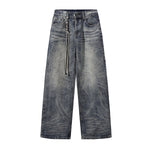 Decorative Rope Dark Wash Vintage Wide Leg Jeans
