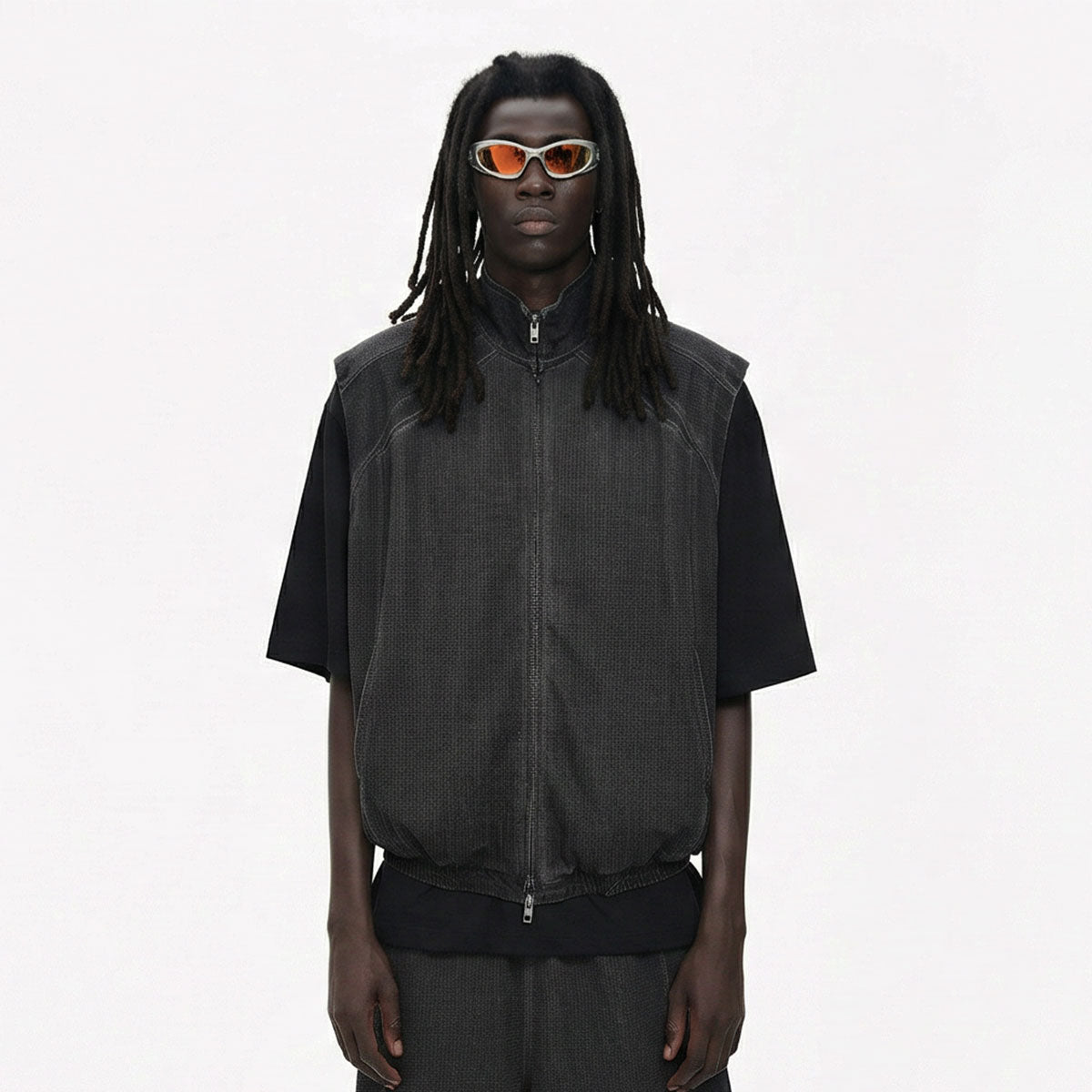 Lightweight Mesh Stand Collar Zip Vest