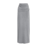 High Waist Ruched Knit Maxi Skirt