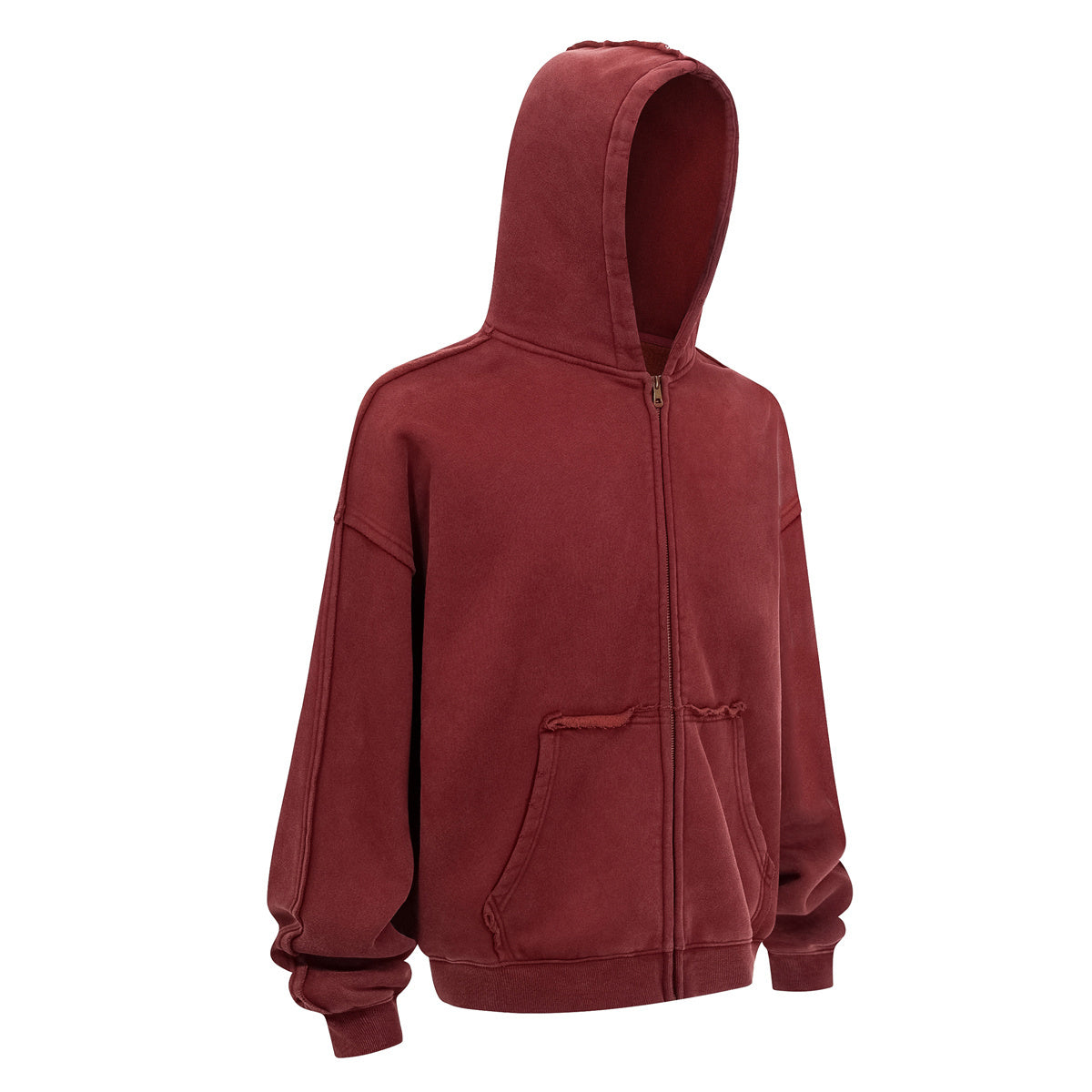 Oversized Vintage Washed Zip Up French Terry Hoodie